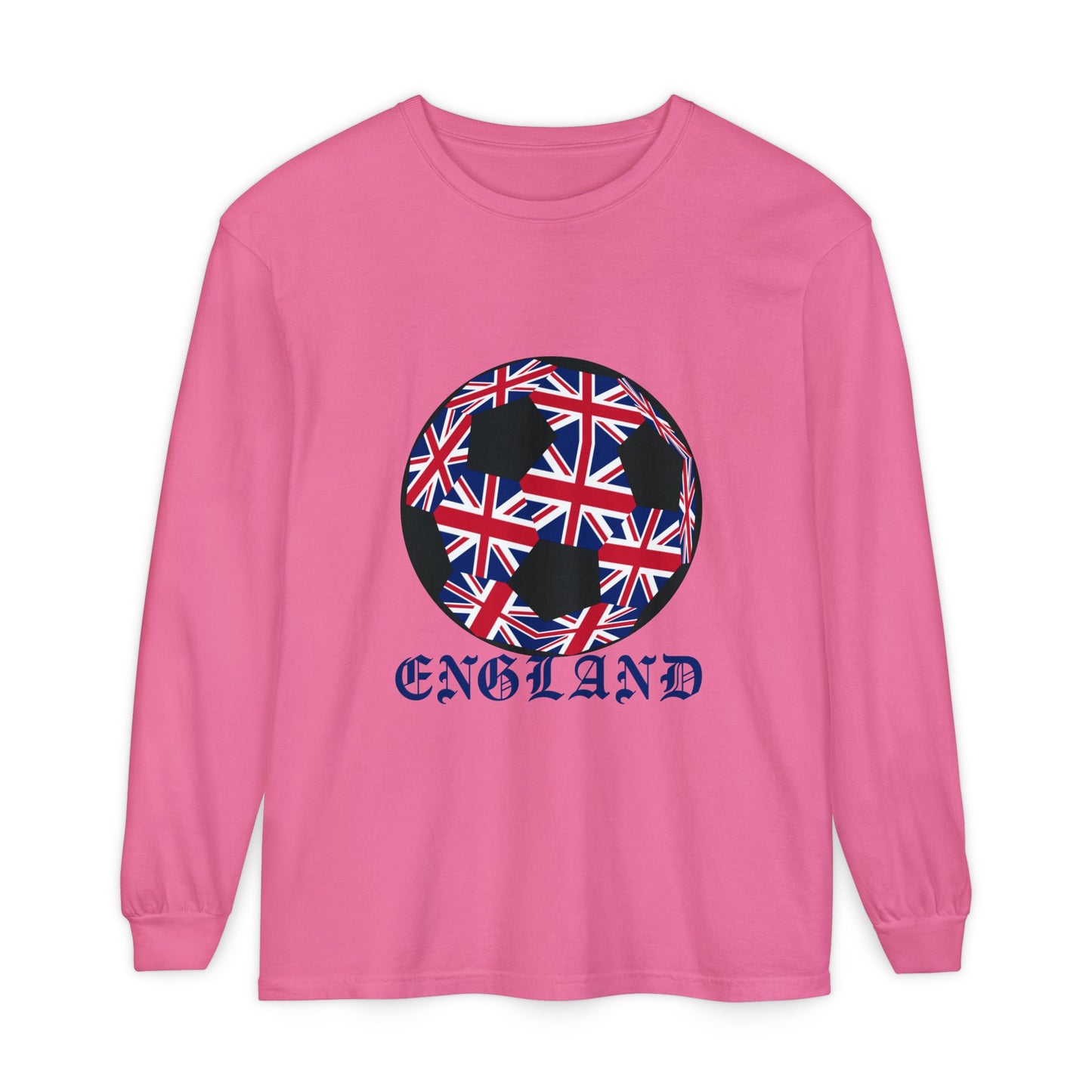 Old English Style Specialty Soccer Ball Design Long Sleeve Tee