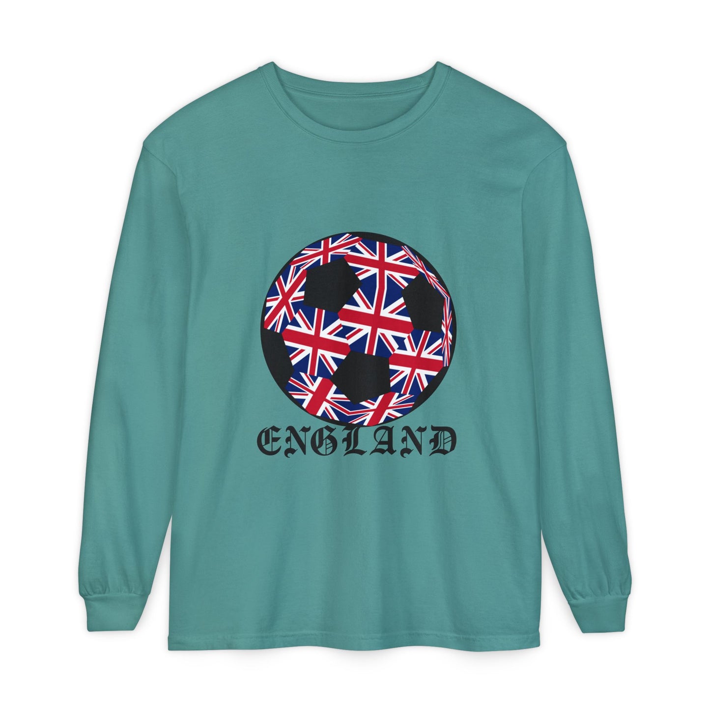 Old English Style Specialty Soccer Ball Design Long Sleeve Tee