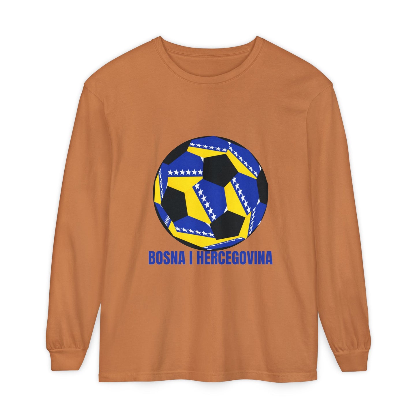 Bosnia Herzegovina Fan Specialty Soccer Ball Design Long Sleeve Tee