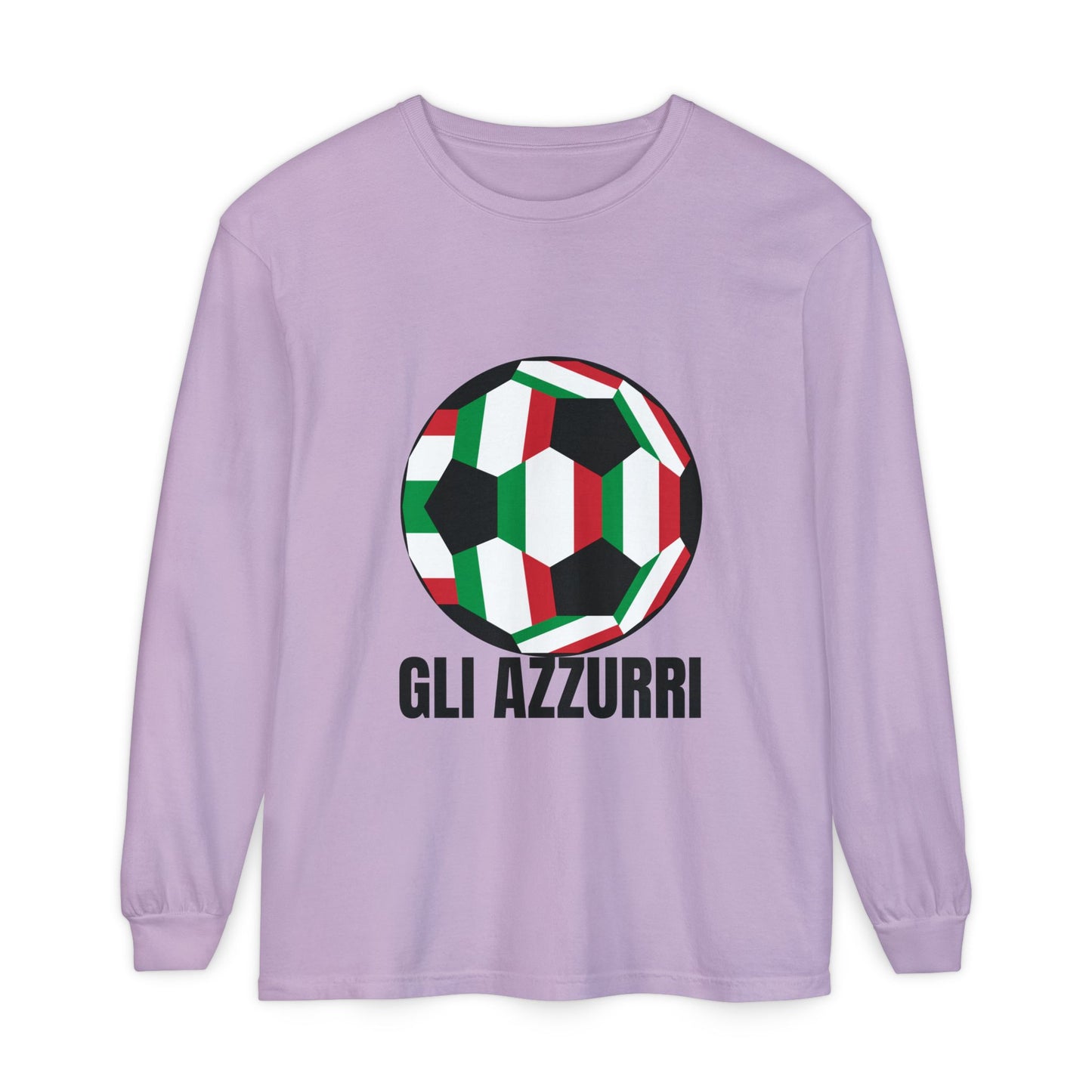 Gli Azzurri Fan Specialty Soccer Ball Design Long Sleeve Tee