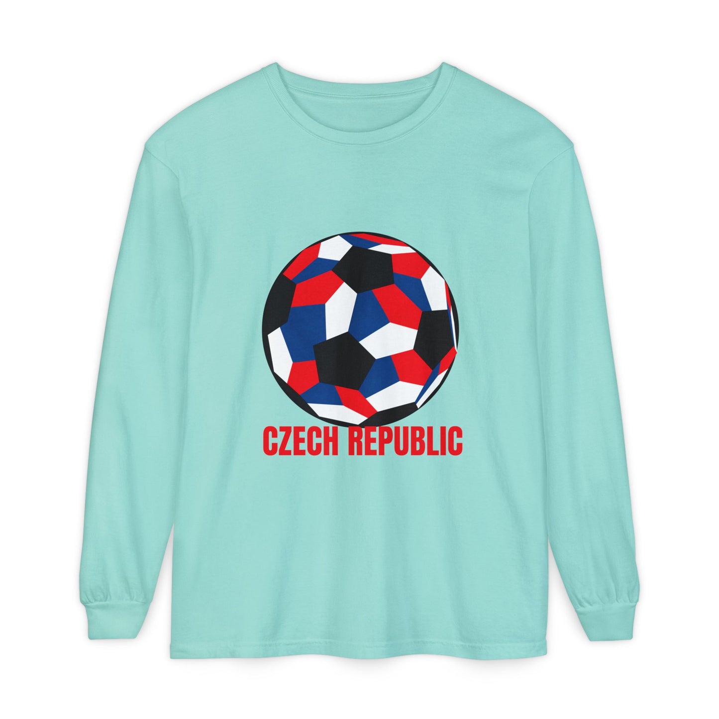Czech Republic Fan Specialty Soccer Ball Design Long Sleeve Tee