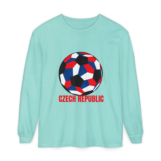 Czech Republic Fan Specialty Soccer Ball Design Long Sleeve Tee