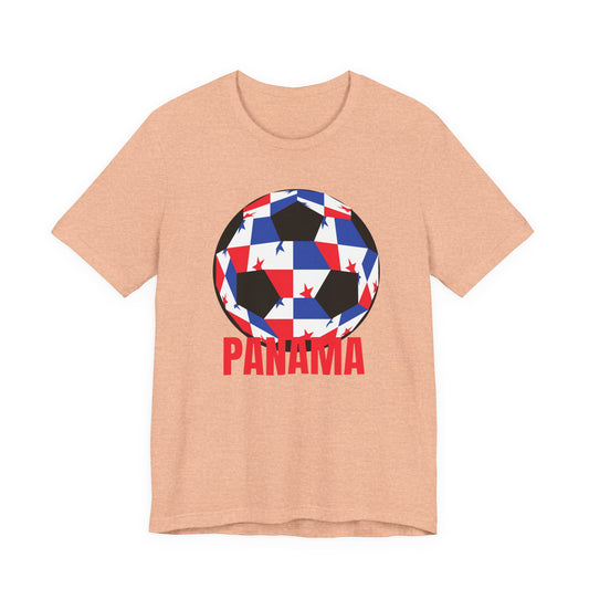 Panama Fan Specialty Soccer Ball Design T Shirt Red Text