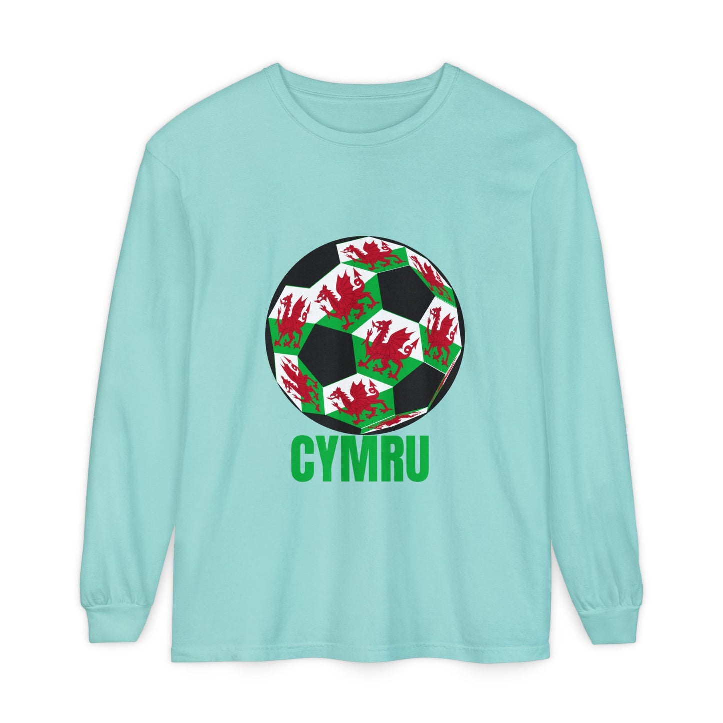 Cymru Fan Specialty Soccer Ball Design Long Sleeve Tee