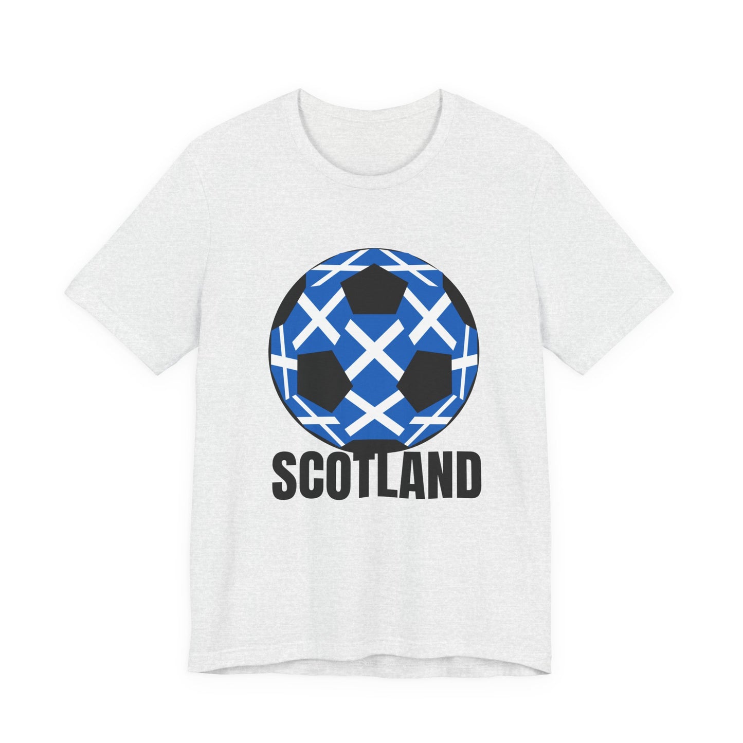 Scotland Fan Specialty Soccer Ball Design T Shirt Black Text