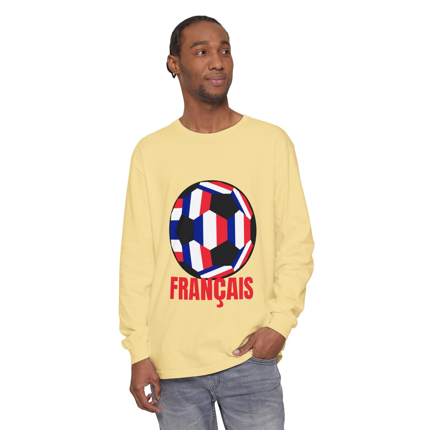 Francais Fan Specialty Soccer Ball Design Long Sleeve Tee