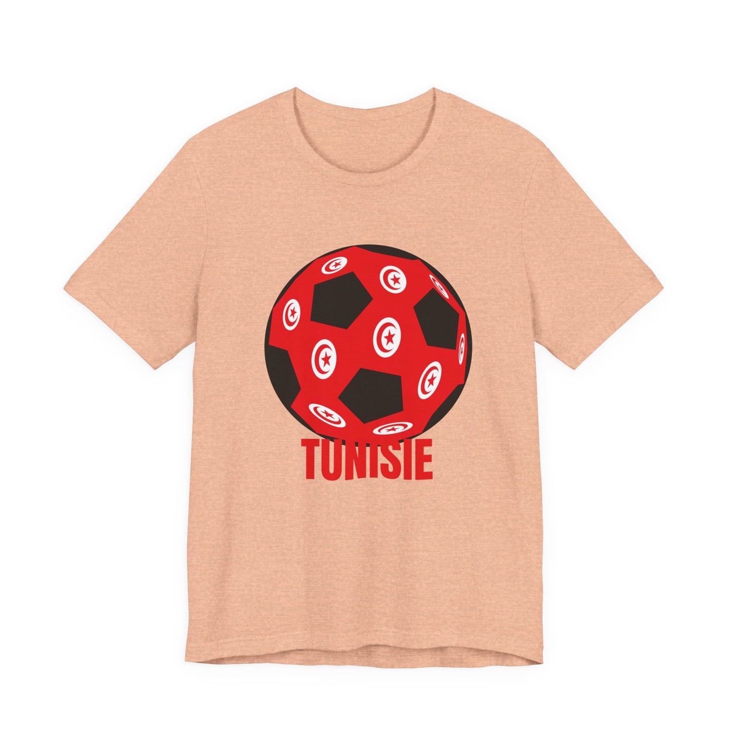 Tunisie Fan Specialty Soccer Ball Design T Shirt Tee Red Text