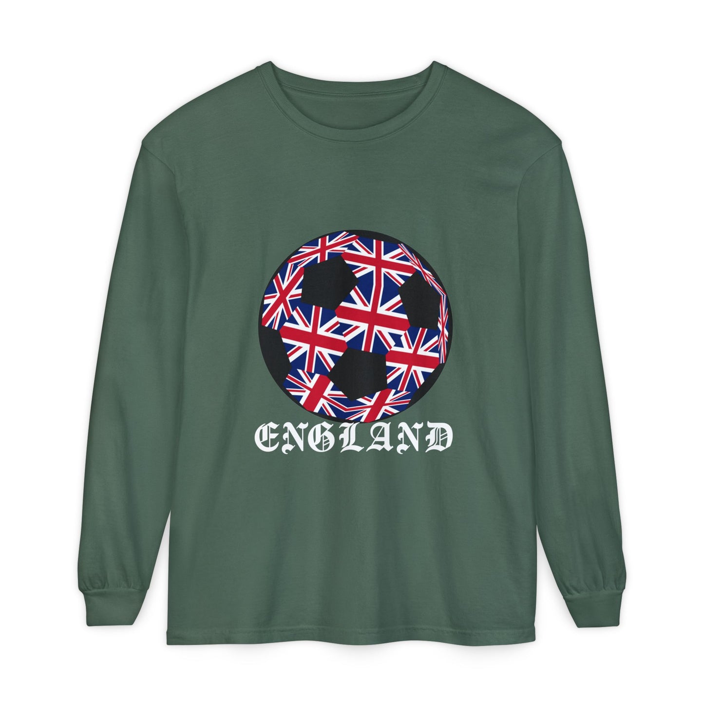 Old English Style Specialty Soccer Ball Design  Long Sleeve Tee