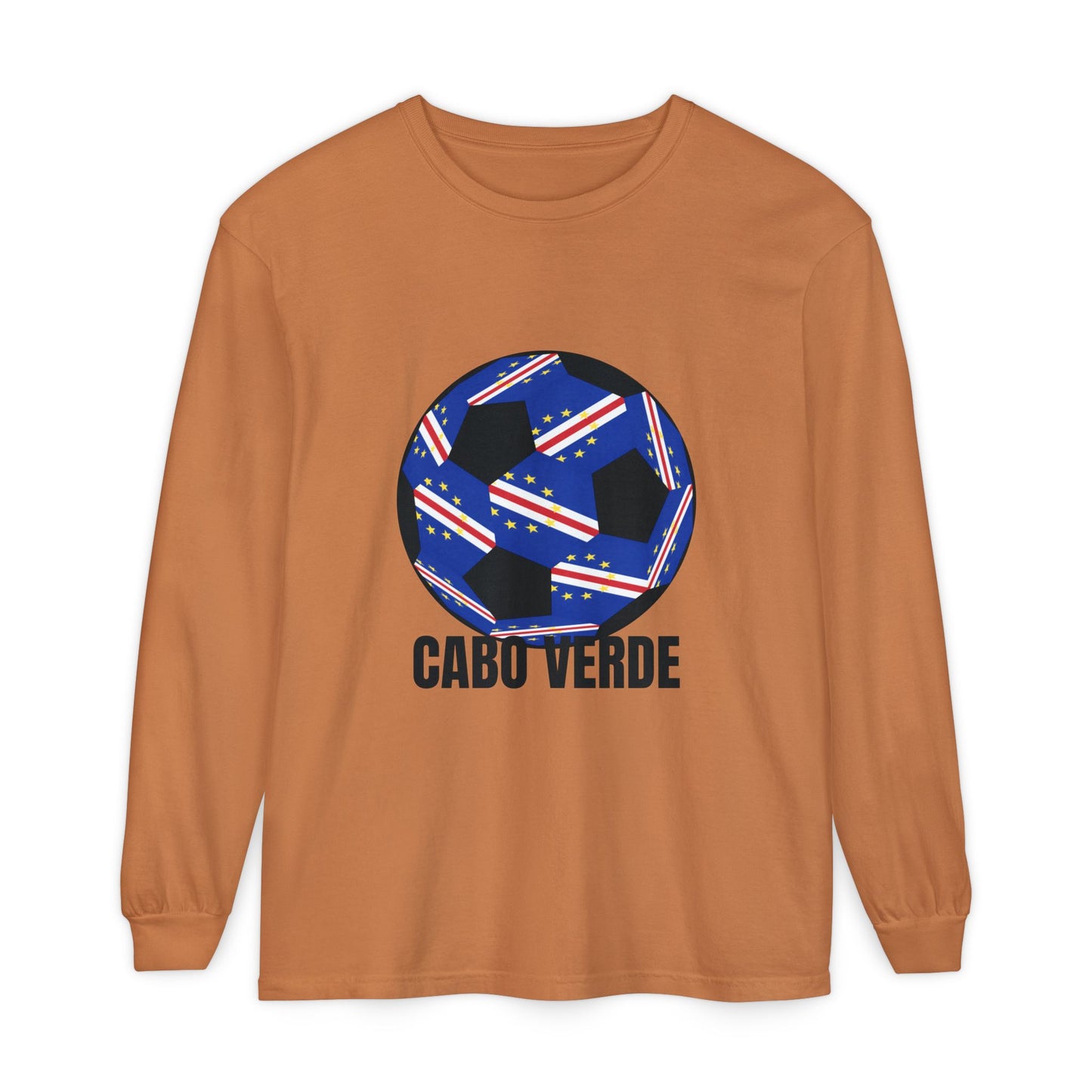 Cabo Verde Fan Specialty Soccer Ball Design Long Sleeve T-Shirt