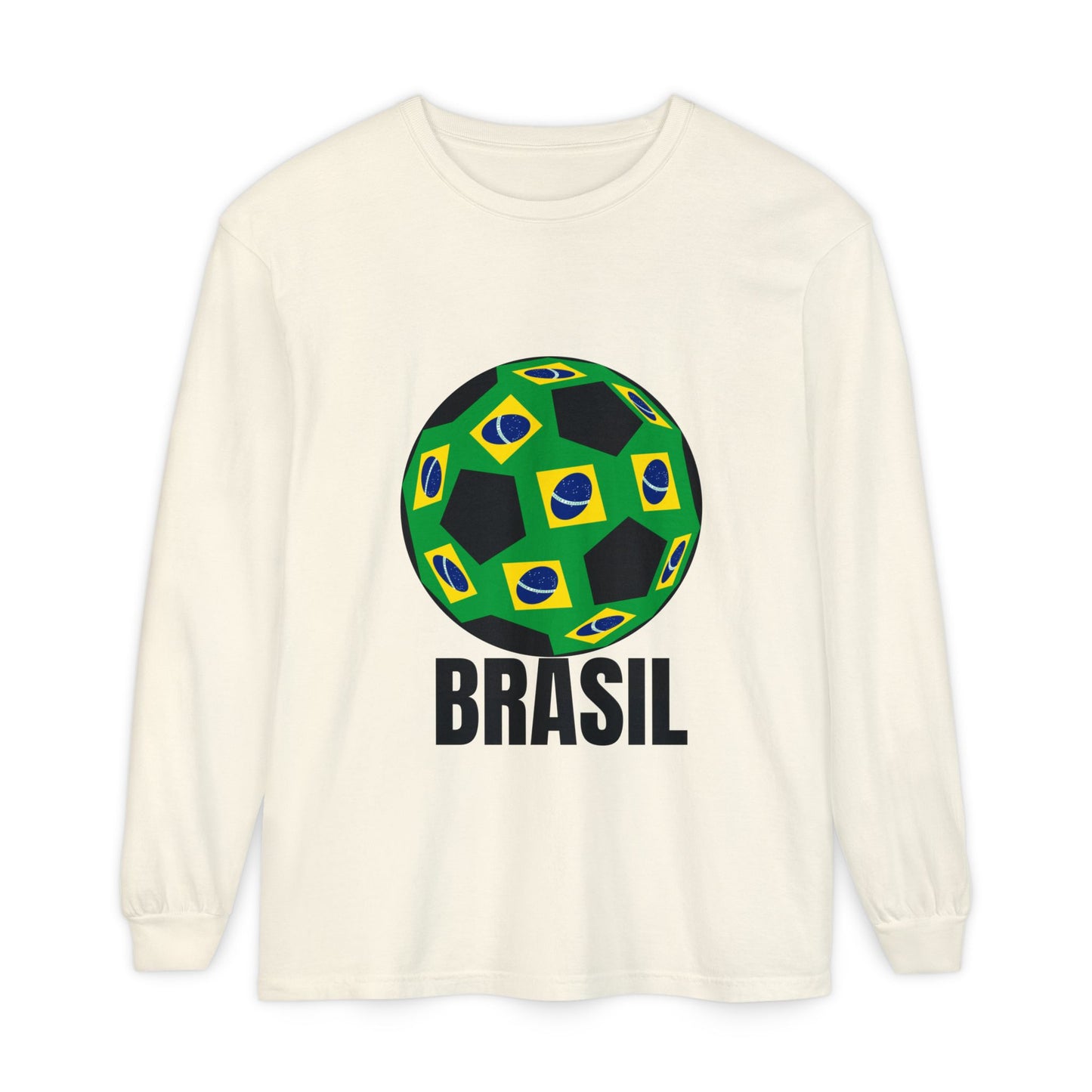 Brasil Fan Specialty Soccer Ball Design Long Sleeve T Shirt