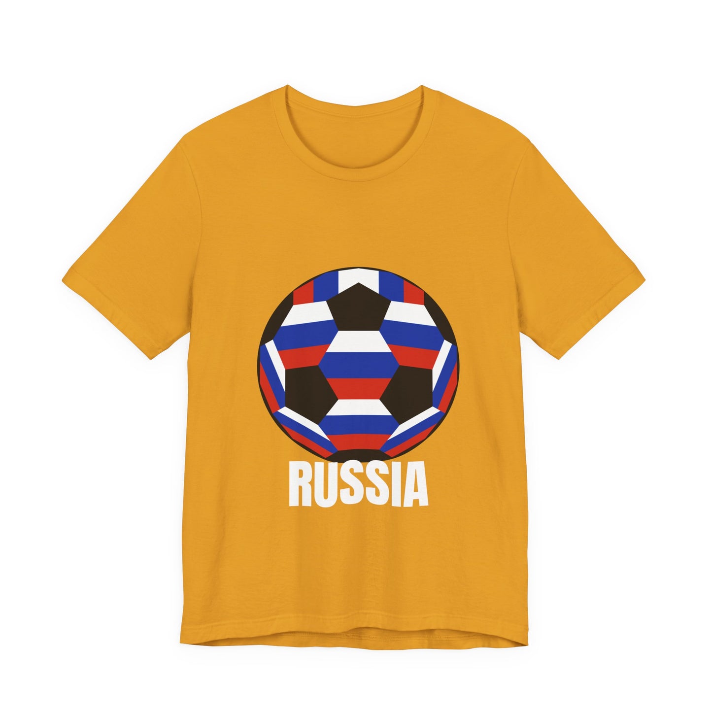 Russia Fan Specialty Soccer Ball Design T Shirt Tee White Text