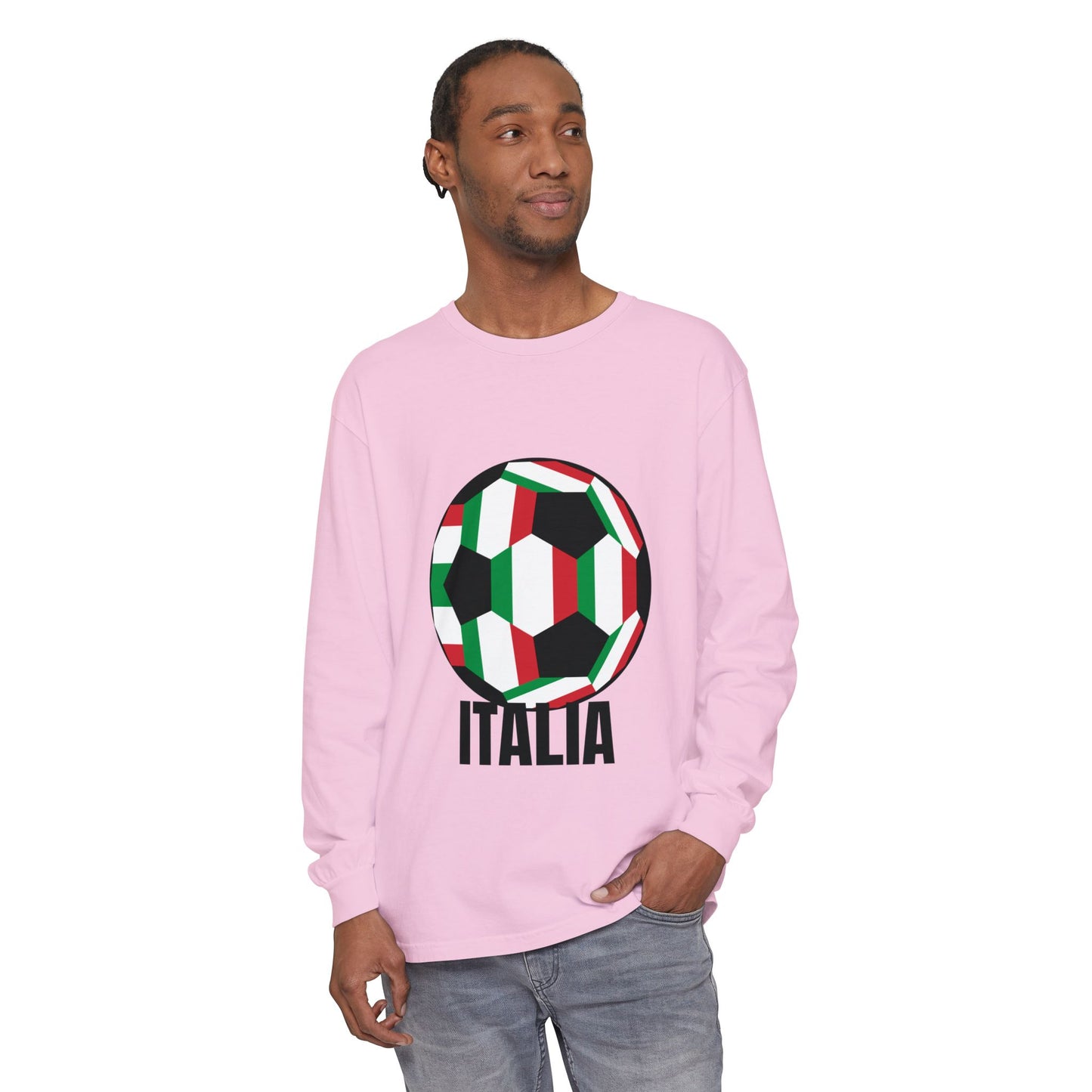 Italia Fan Specialty Soccer Ball Design Long Sleeve Tee