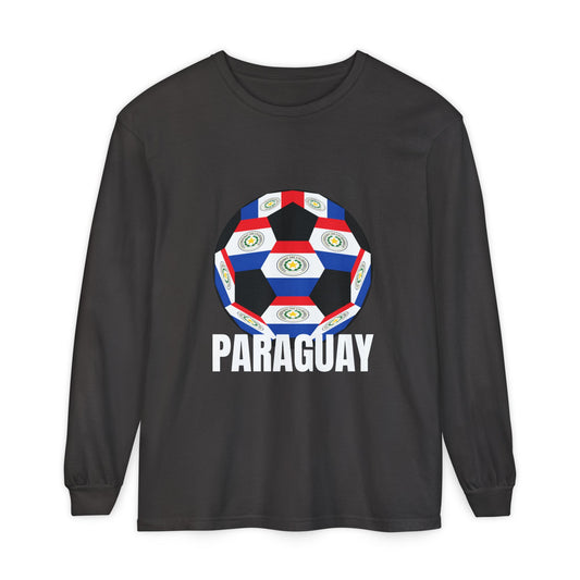 Paraguay Fan Specialty Soccer Ball Design Long Sleeve Tee