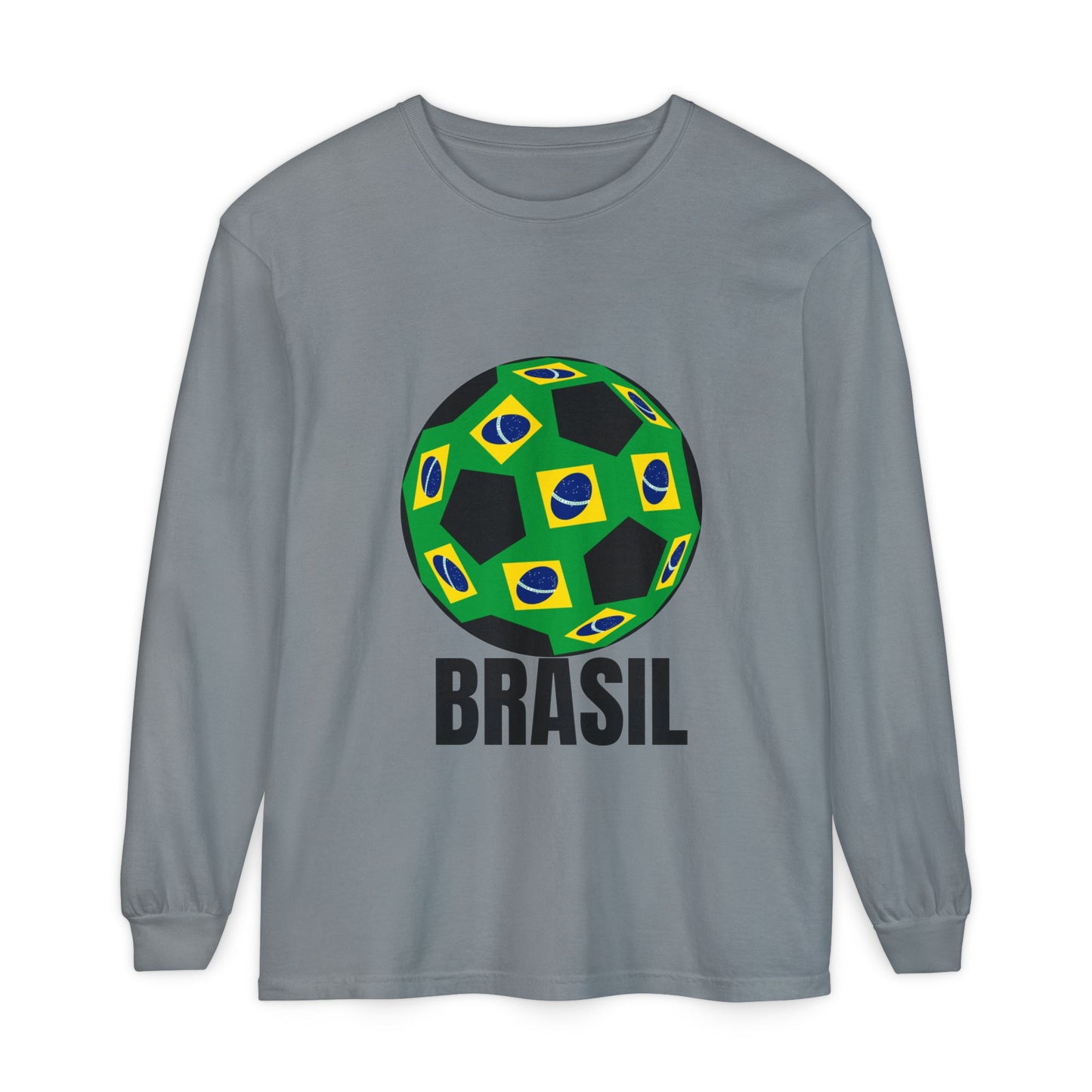 Brasil Fan Specialty Soccer Ball Design Long Sleeve T Shirt