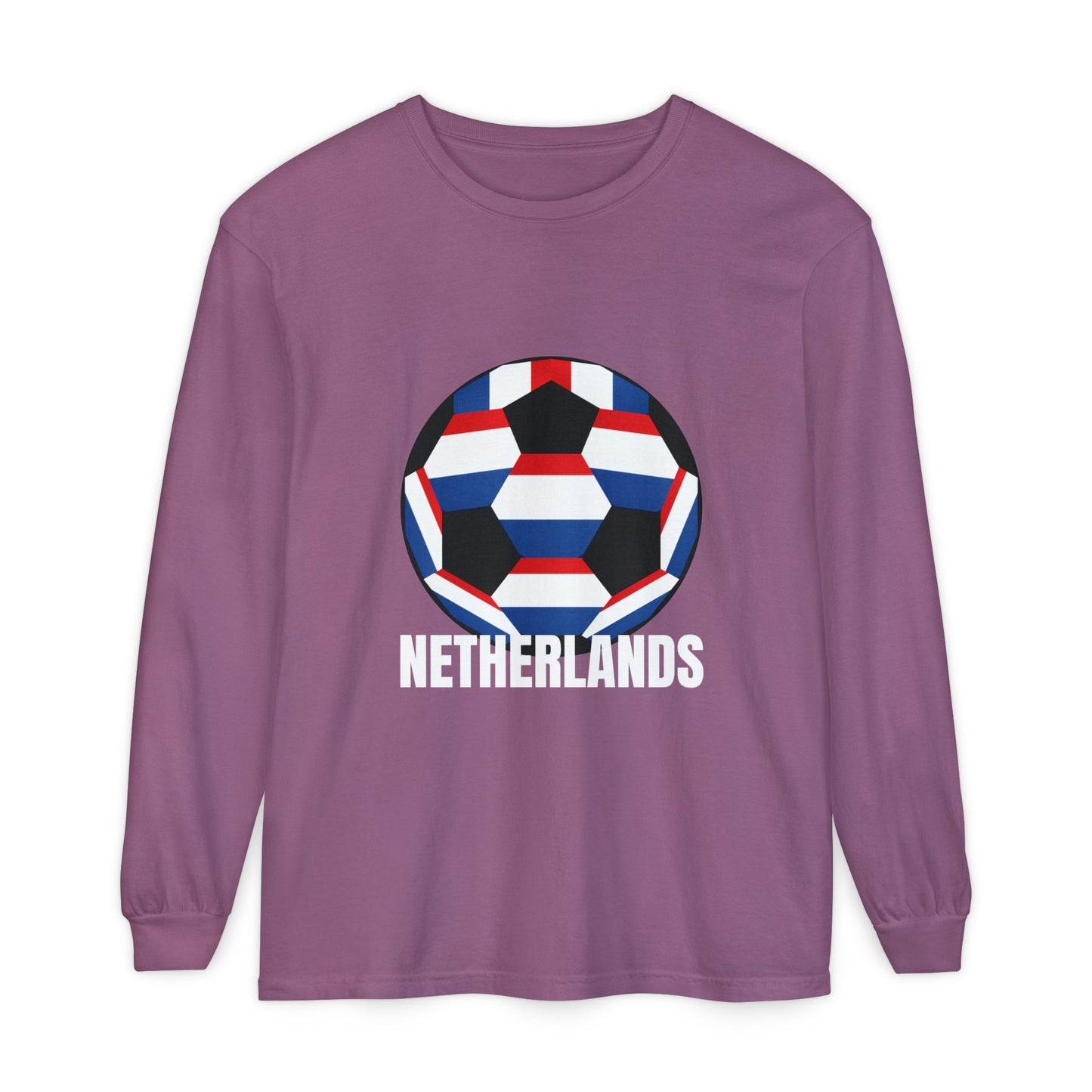 Netherlands Fan Specialty Soccer Ball Design Long Sleeve Tee