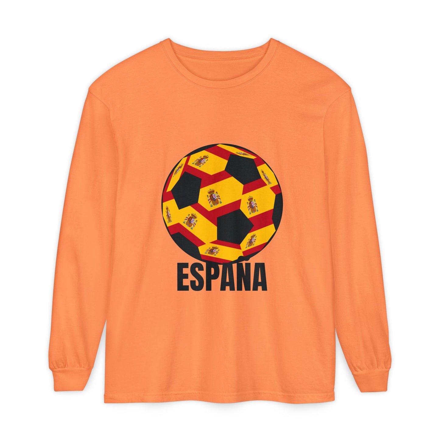 España Soccer Ball Design Long Sleeve Tee Black Text