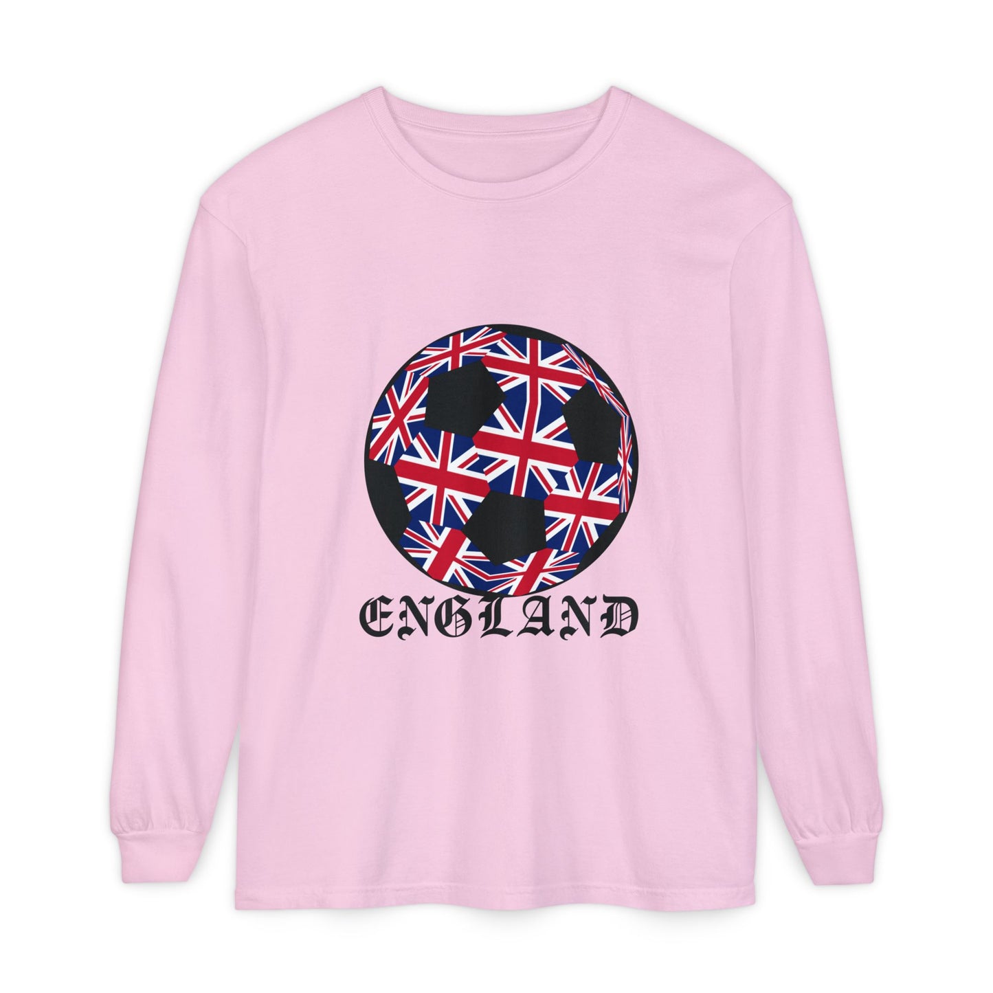 Old English Style Specialty Soccer Ball Design Long Sleeve Tee