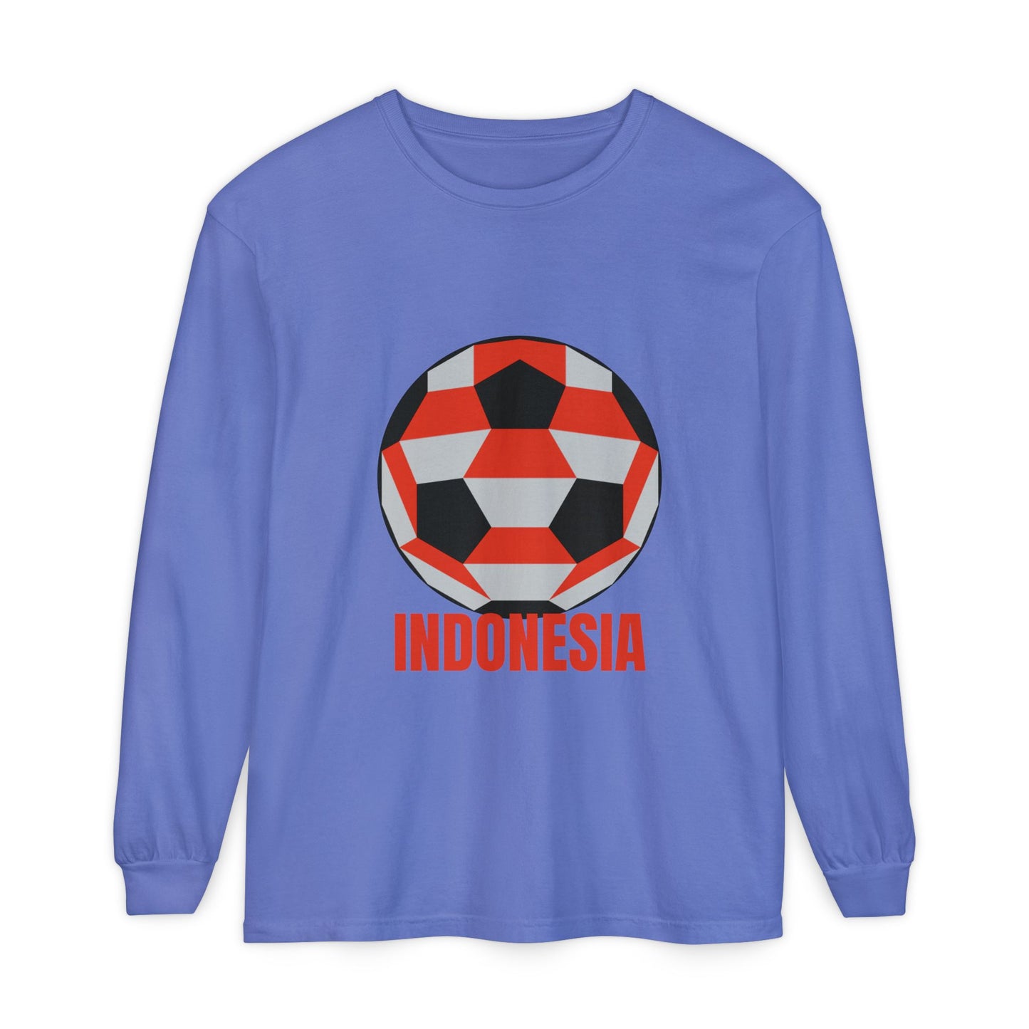 Indonesia Fan Specialty Soccer Ball Design Long Sleeve T-Shirt