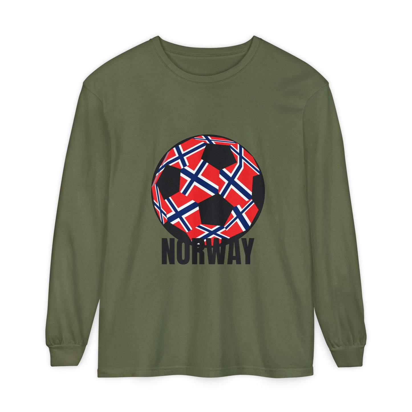Norway Fan Specialty Soccer Ball Design Long Sleeve T Shirt Black Print