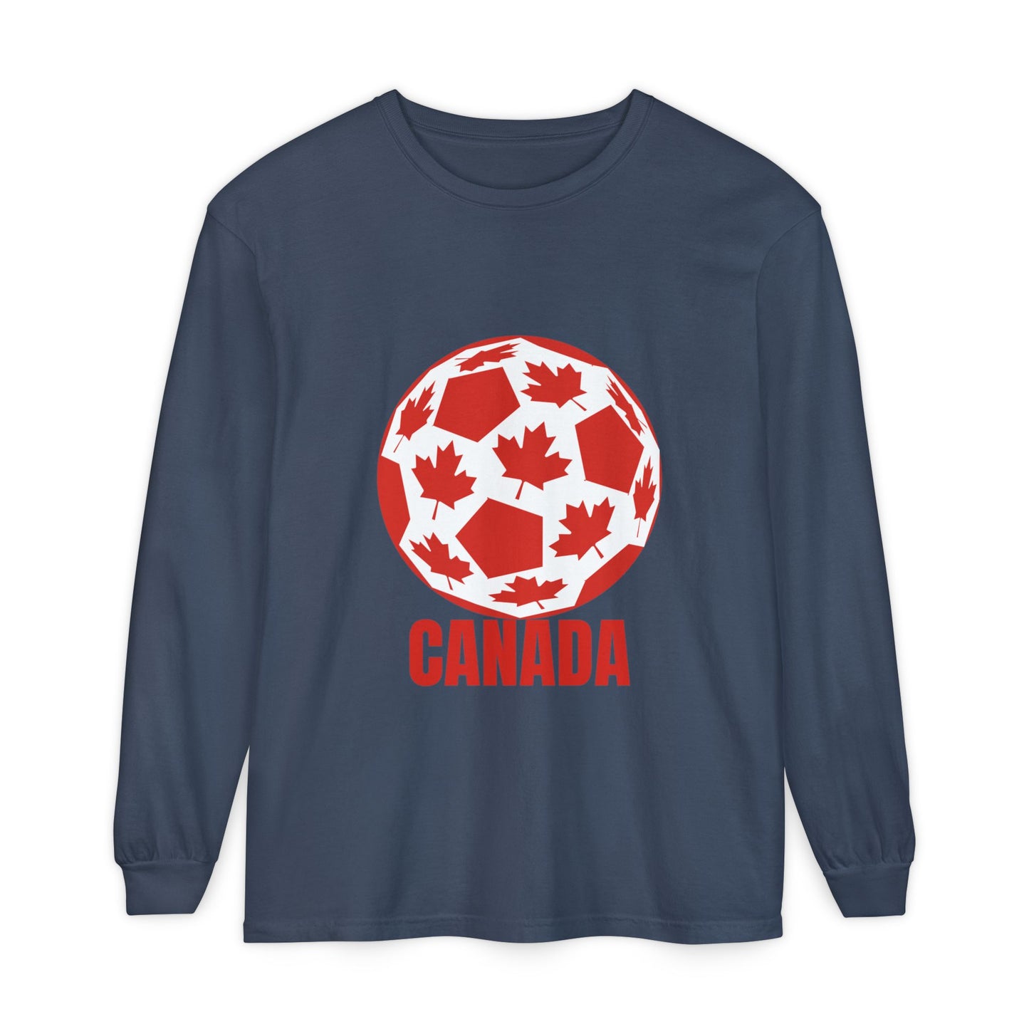 Canada Fan Specialty Soccer Ball Design Long Sleeve T Shirt