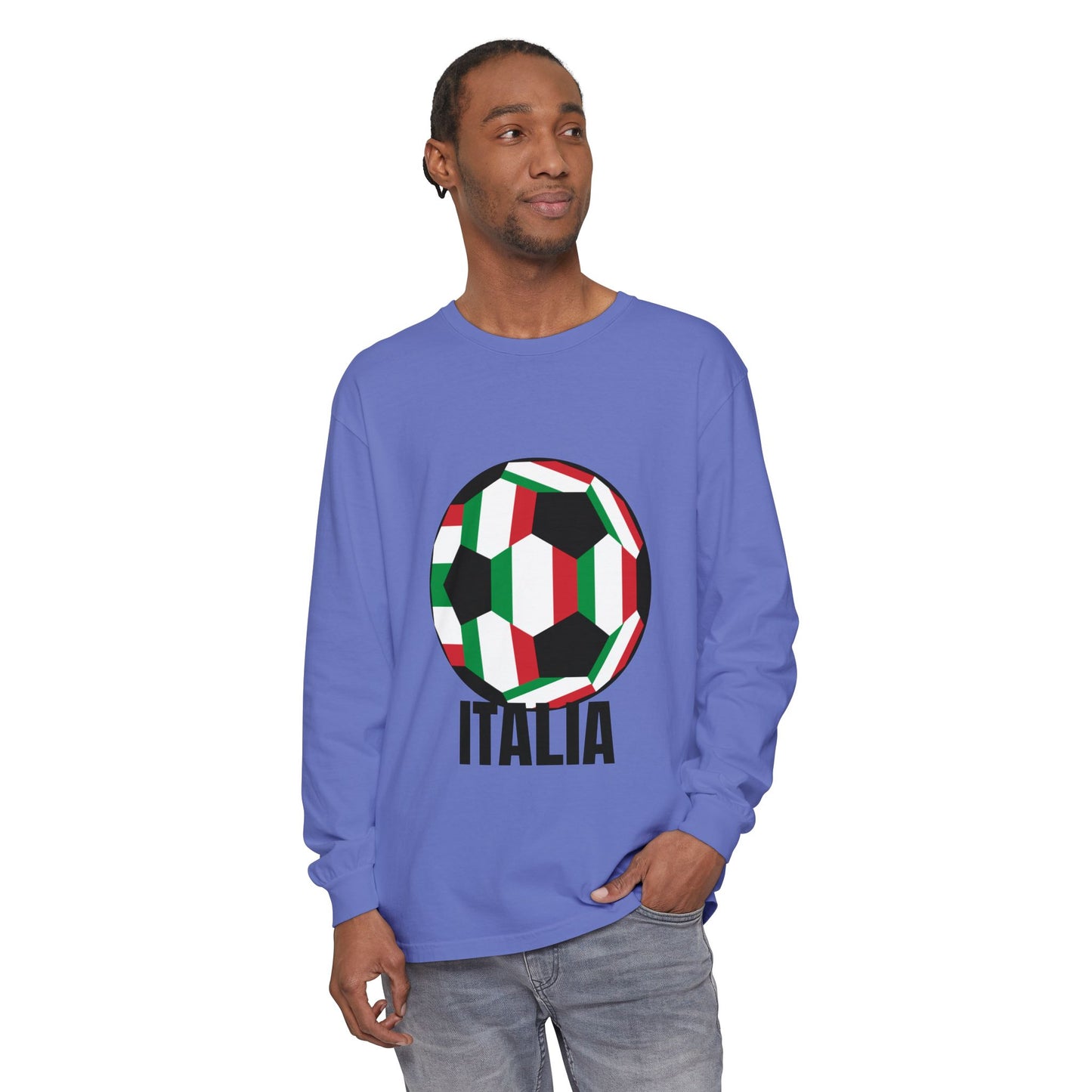 Italia Fan Specialty Soccer Ball Design Long Sleeve Tee