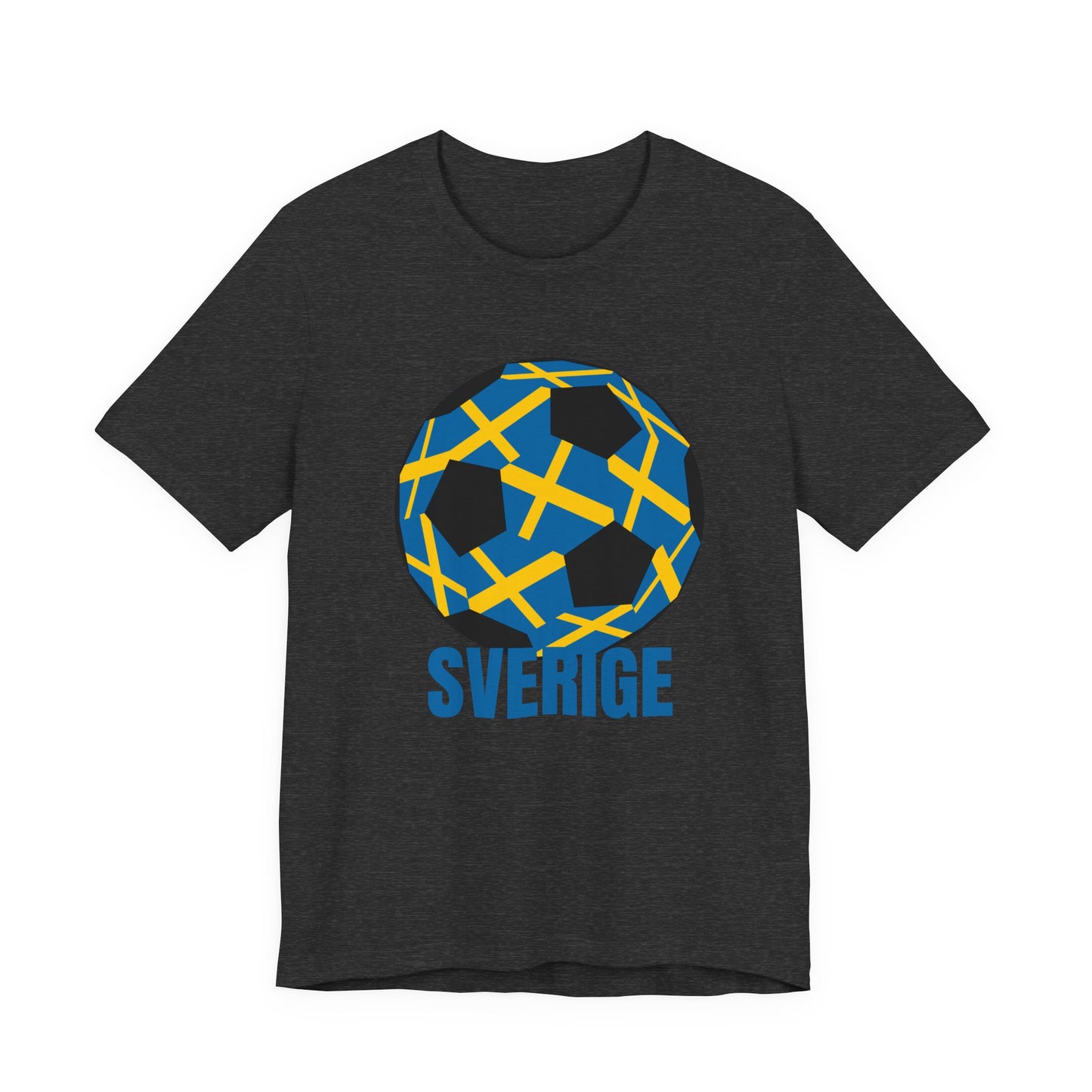 Sverige Fan Specialty Soccer Ball Design T Shirt Blue Text