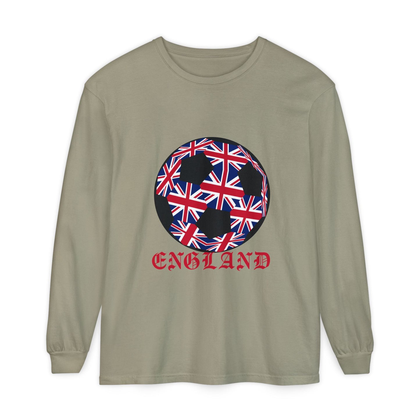 Old English Style Specialty Soccer Ball Design Long Sleeve Tee
