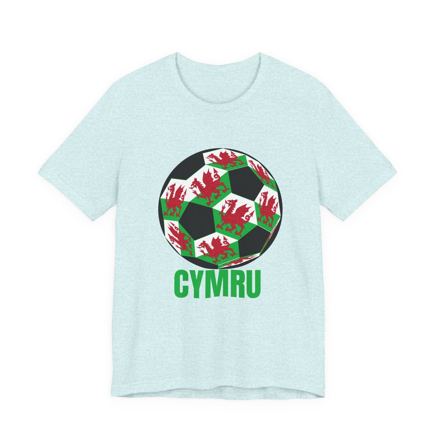 Cymru Fan Specialty Soccer Ball Design T Shirt Green Text