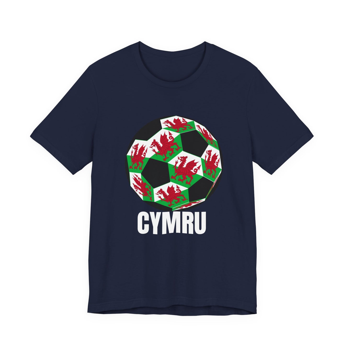 Cymru Fan Specialty Soccer Ball Design T Shirt White Text