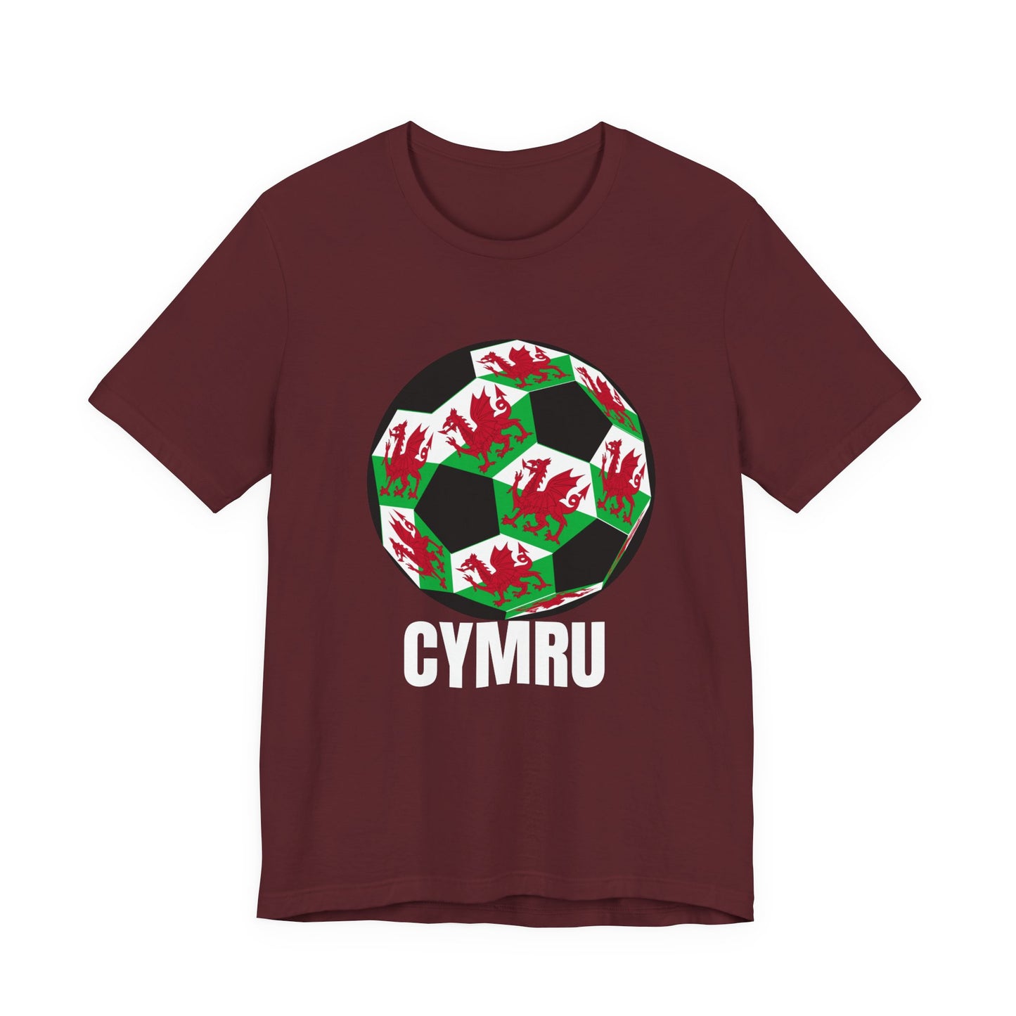 Cymru Fan Specialty Soccer Ball Design T Shirt White Text
