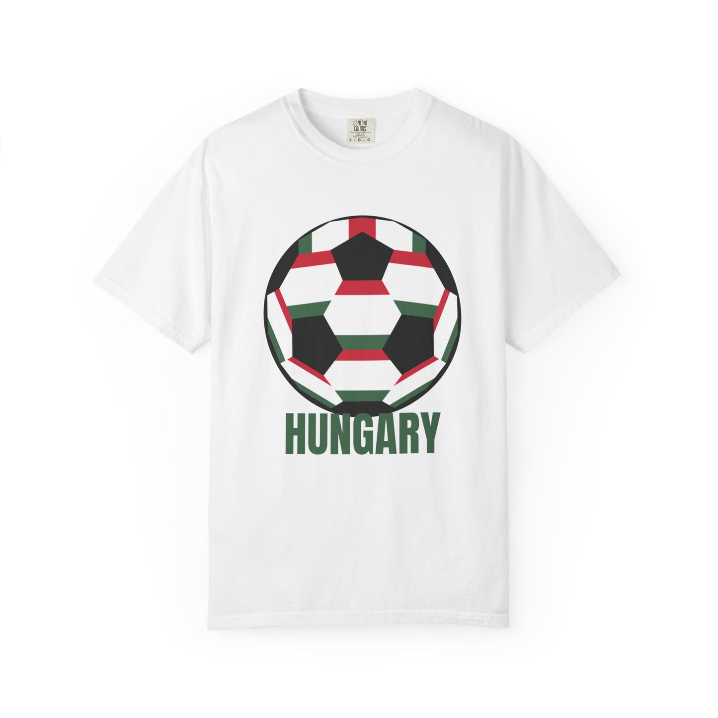 Hungary Fan Specialty Soccer Ball Design T Shirt Green Print