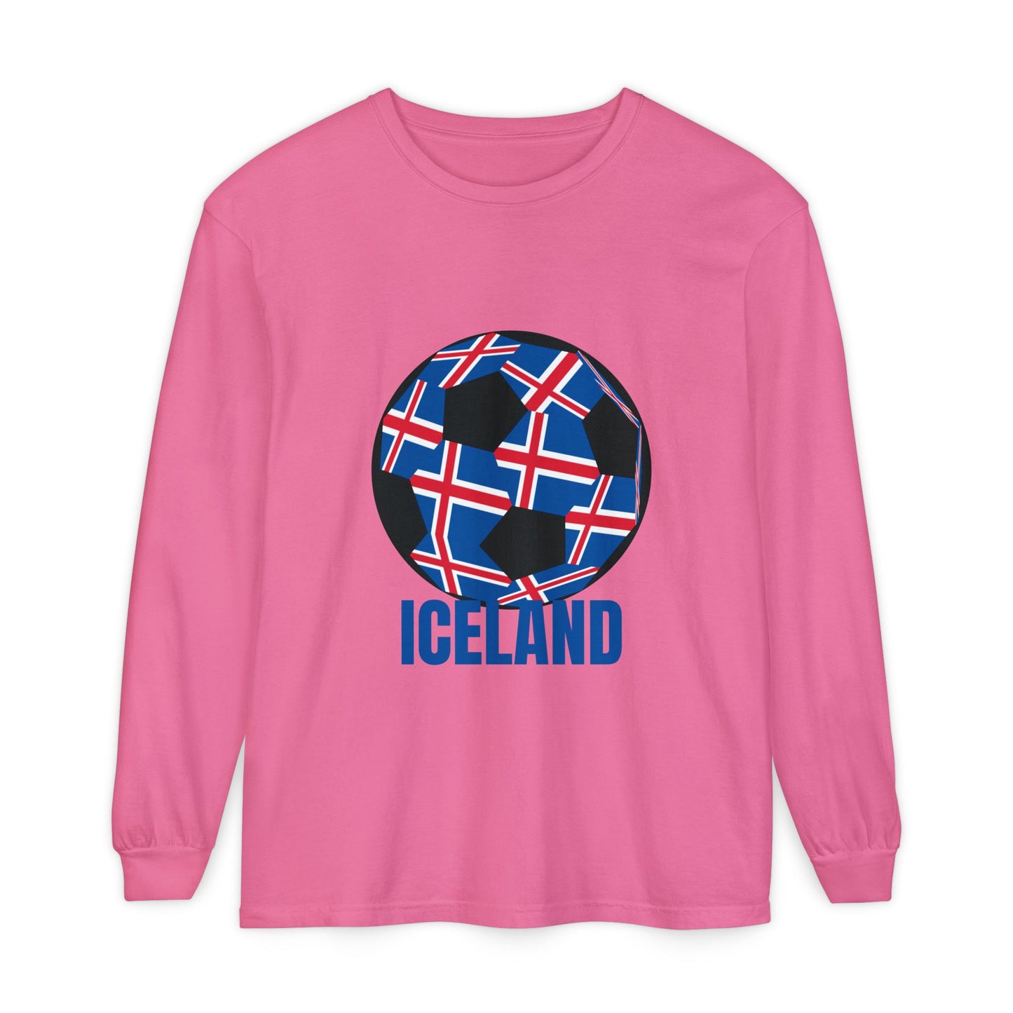 Iceland Fan Specialty Soccer Ball Design Long Sleeve Tee
