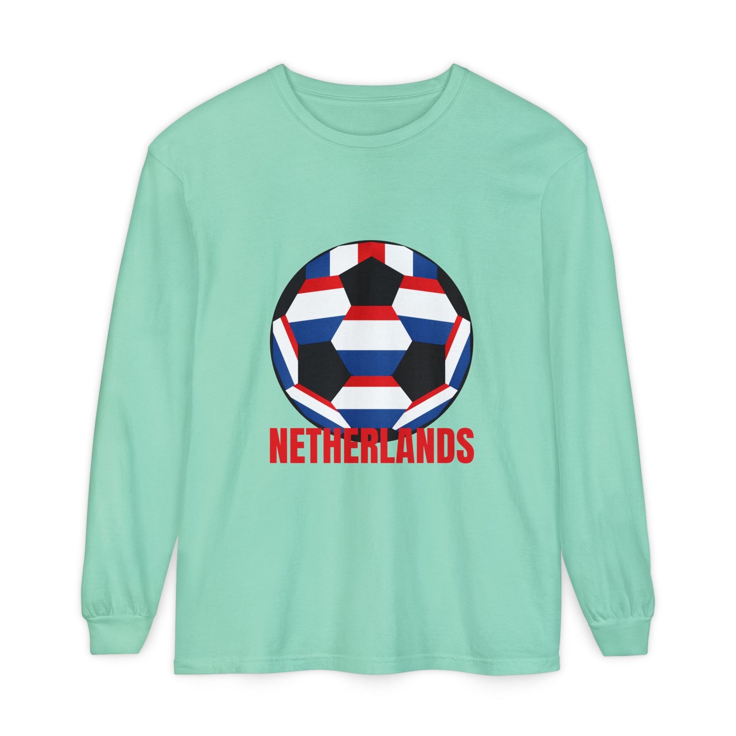 Netherlands Fan Specialty Soccer Ball Design Long Sleeve Tee