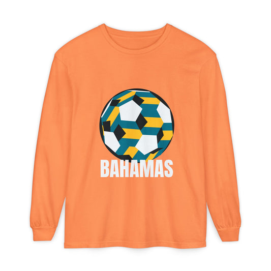 Bahamas Fan Specialty Soccer Ball Design Long Sleeve Tee