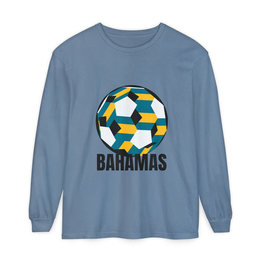 Bahamas Fan Specialty Soccer Ball Design Long Sleeve Shirt