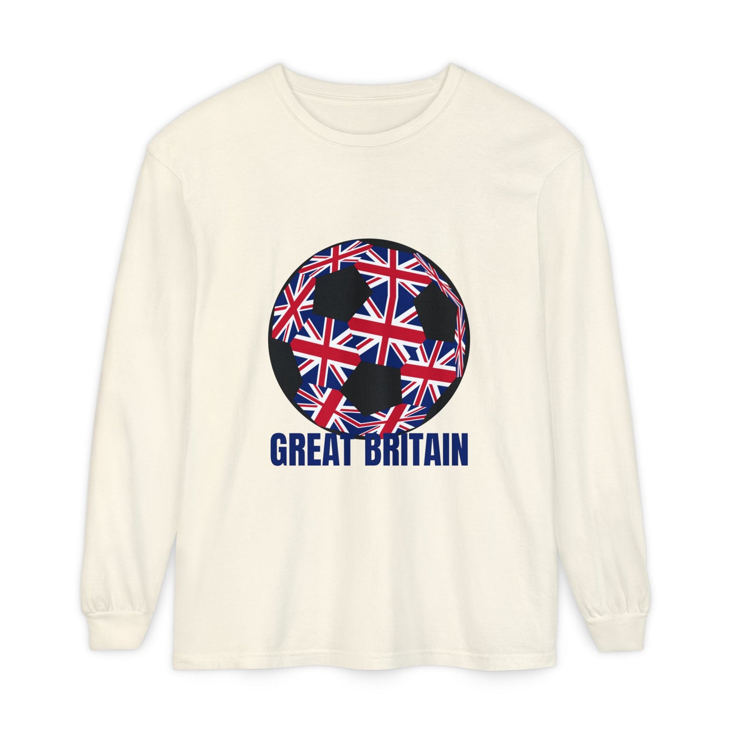 Great Britain Fan Specialty Soccer Ball Design Long Sleeve Tee