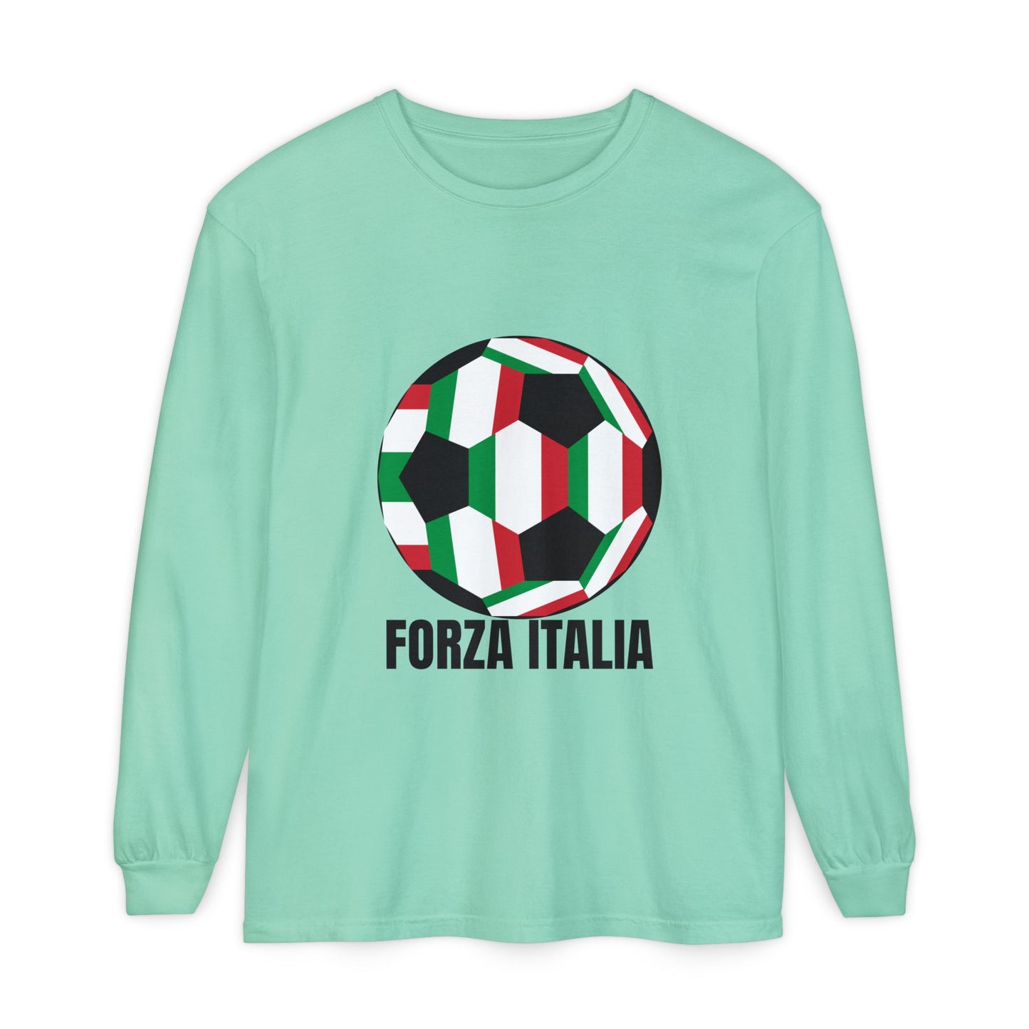 Forza Italia Fan Specialty Soccer Ball Design Long Sleeve T-Shirt
