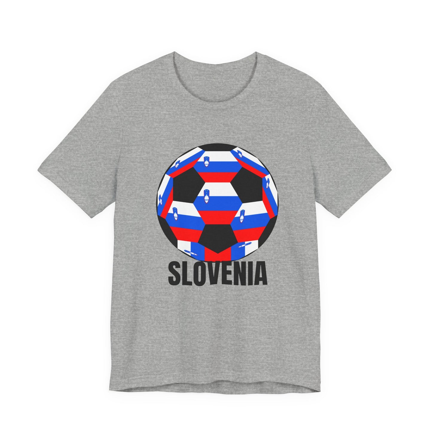 Slovenia Fan Specialty Soccer Ball Design T Shirt Black Text