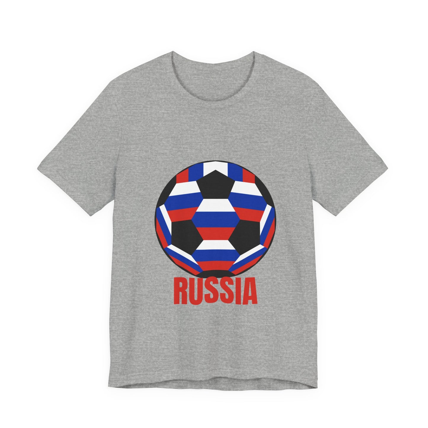 Russia Fan Specialty Soccer Ball Design T Shirt Red Text