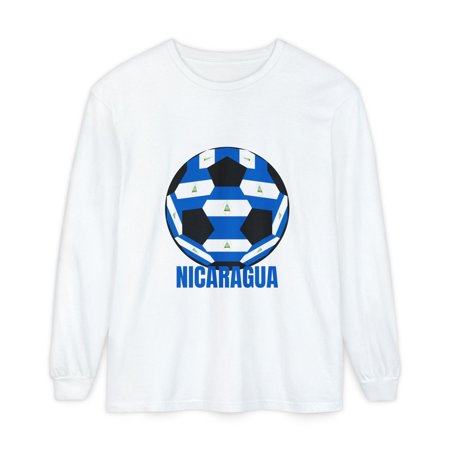 Nicaragua Fan Specialty Soccer Ball Design Long Sleeve Shirt