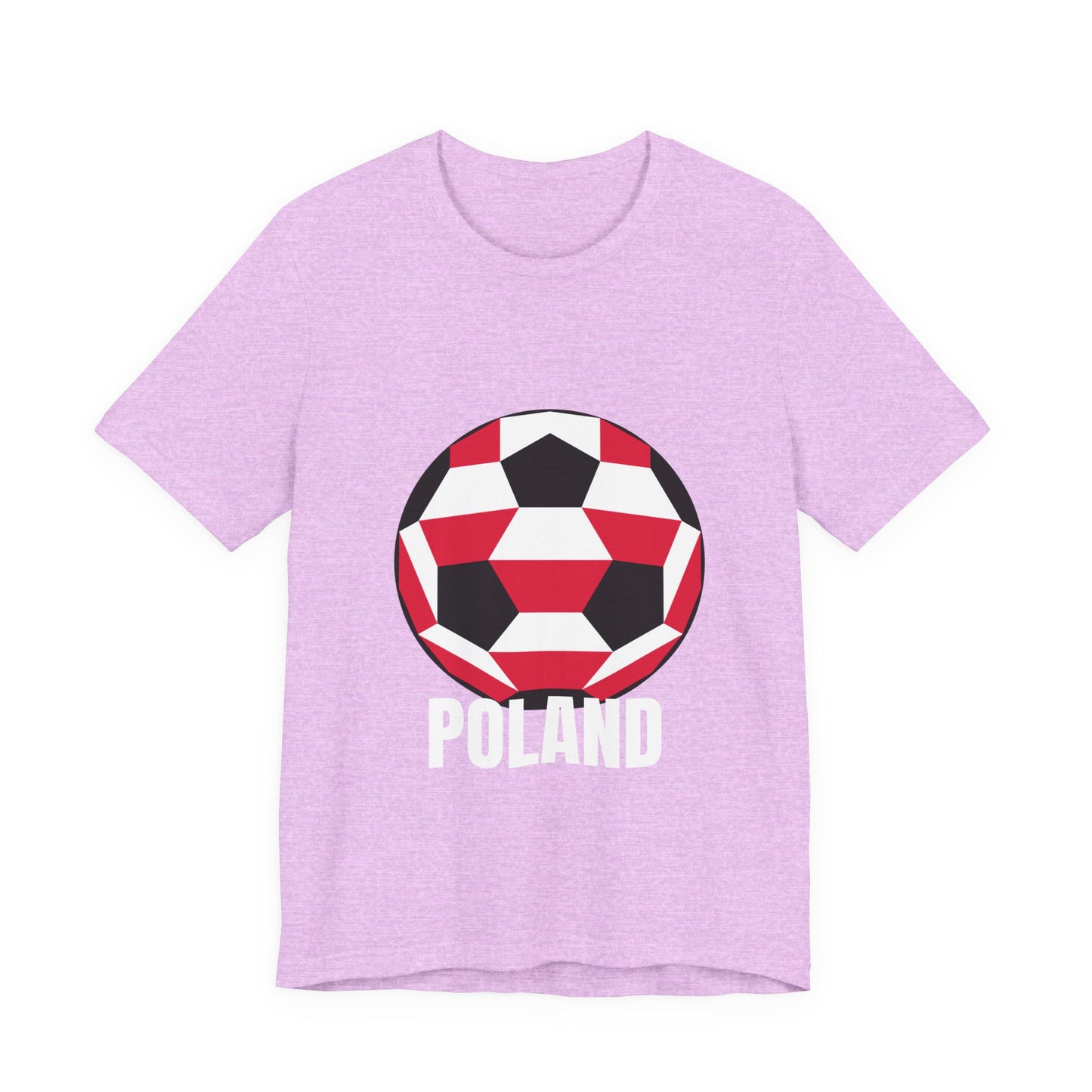 Poland Fan Specialty Soccer Ball Design T Shirt White Text