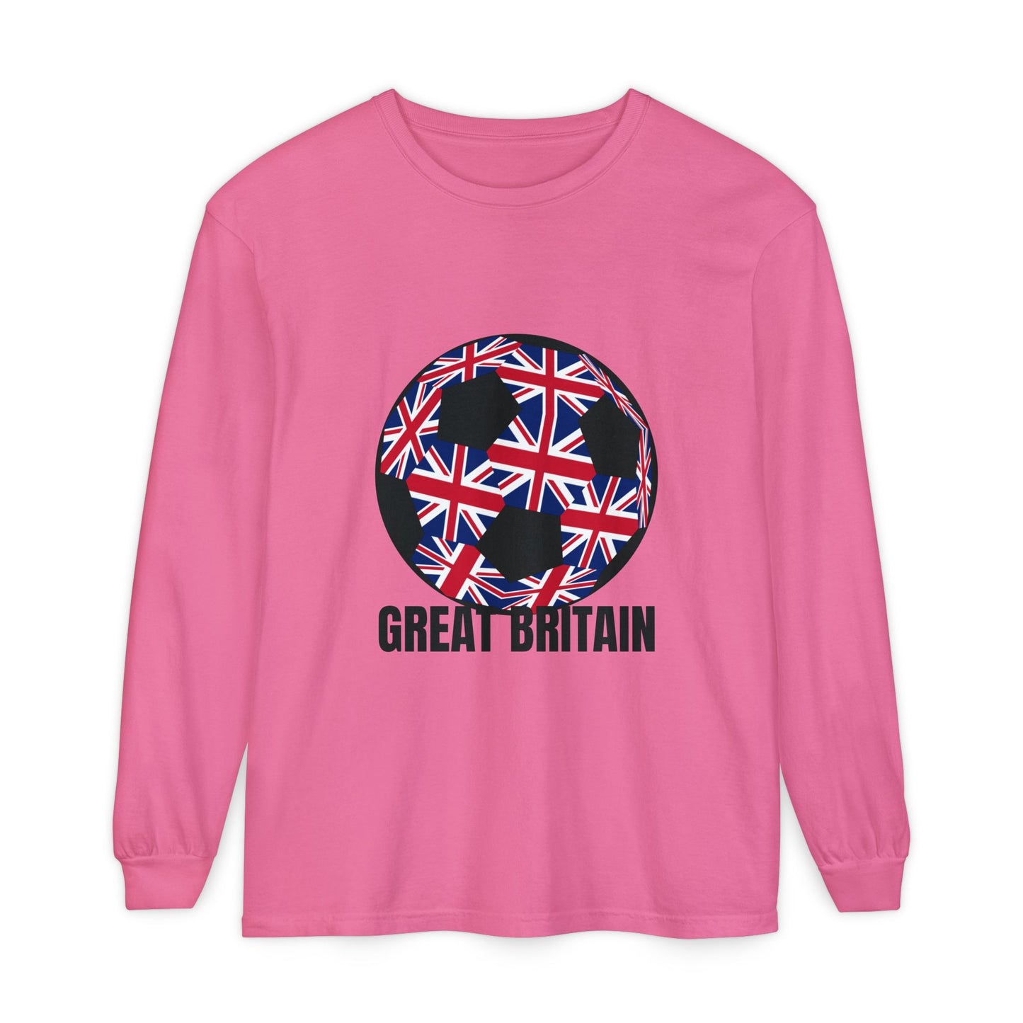 Great Britain Fan Specialty Soccer Ball Design Long Sleeve T-Shirt