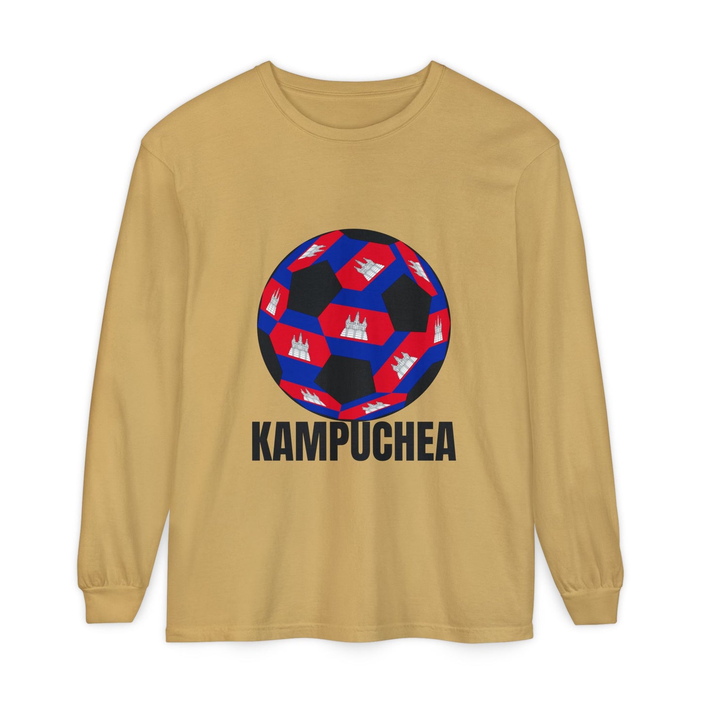 Kampuchea Fan Specialty Soccer Ball Design Long Sleeve Tee