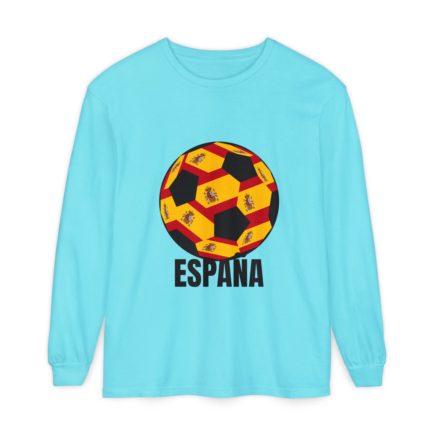 España Soccer Ball Design Long Sleeve Tee Black Text