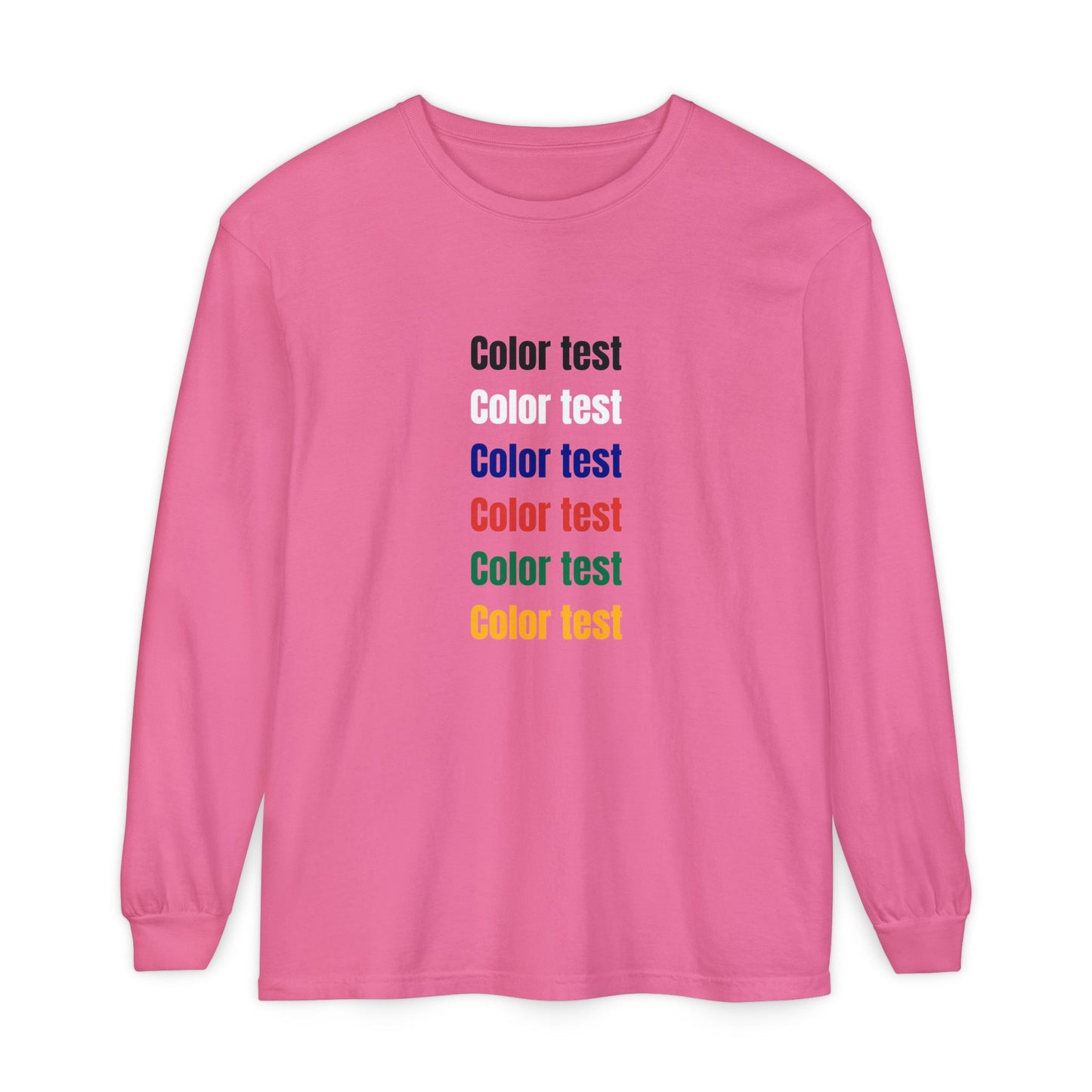 Long Sleeve T‑Shirt — Color testText Graphic