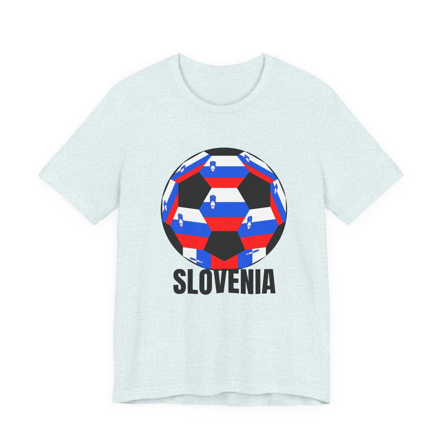 Slovenia Fan Specialty Soccer Ball Design T Shirt Black Text
