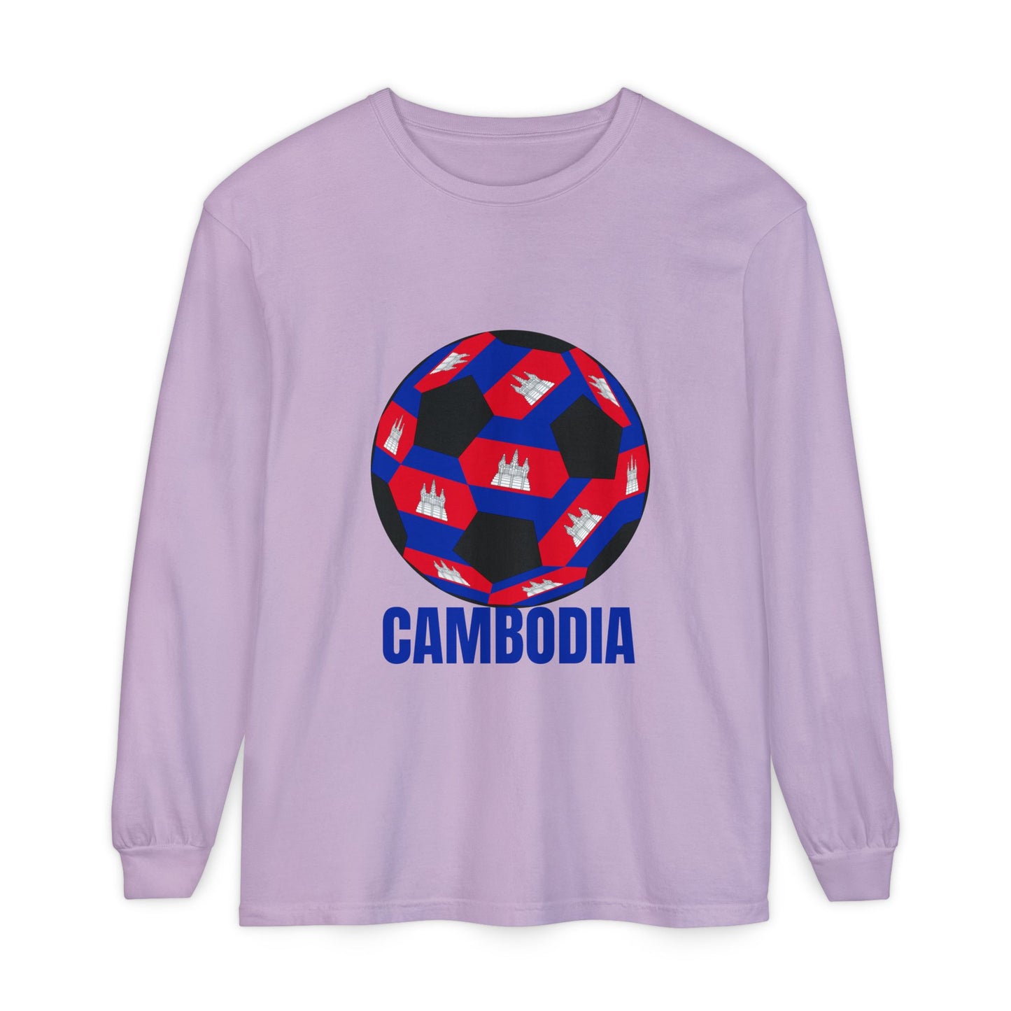 Cambodia Fan Specialty Soccer Ball Design Long Sleeve Tee