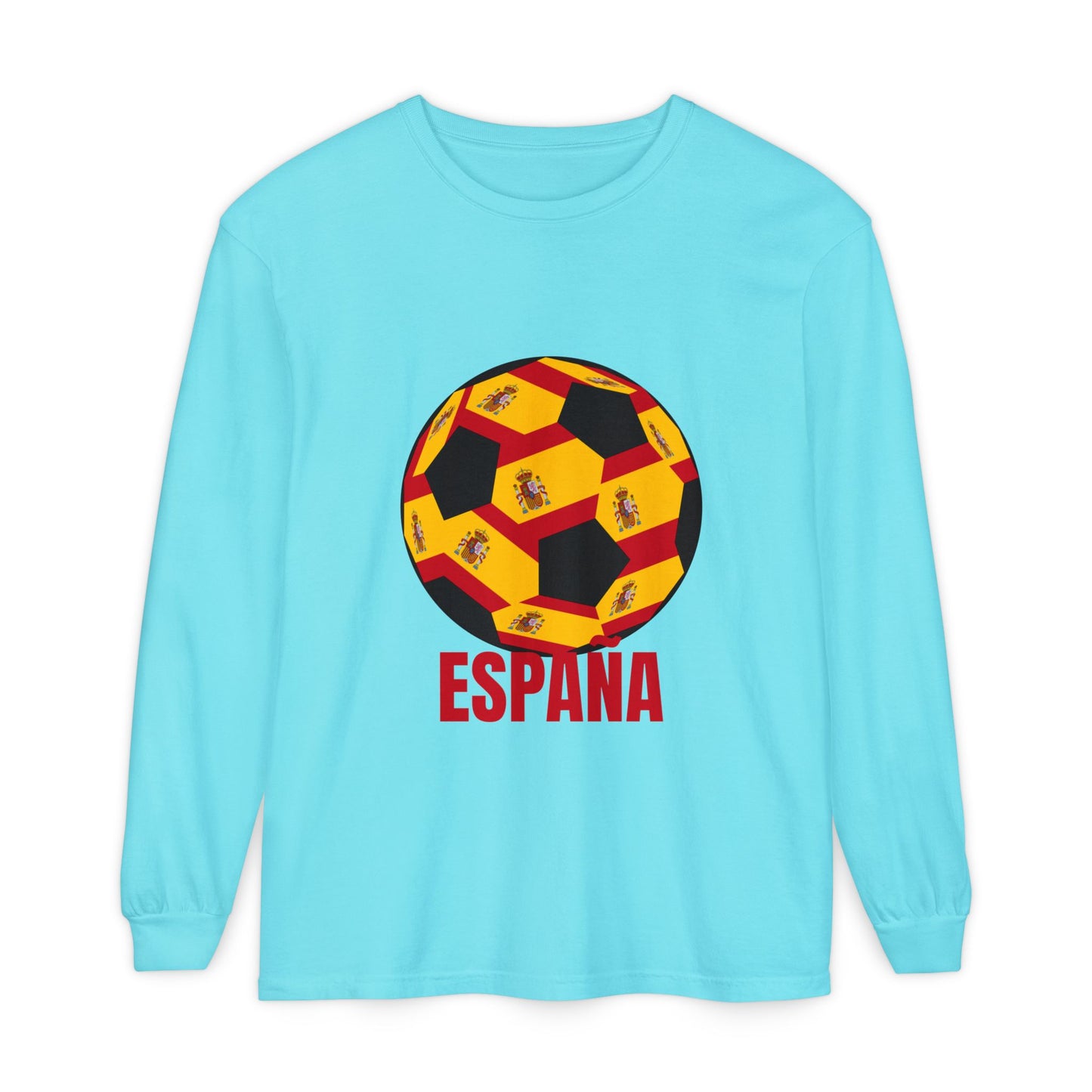 España Soccer Ball Design Long Sleeve Shirt Red Text