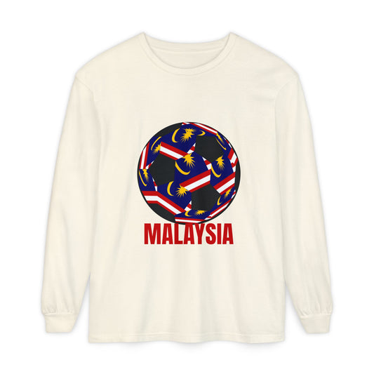 Malaysia Fan Specialty Soccer Ball Design Long Sleeve T-Shirt