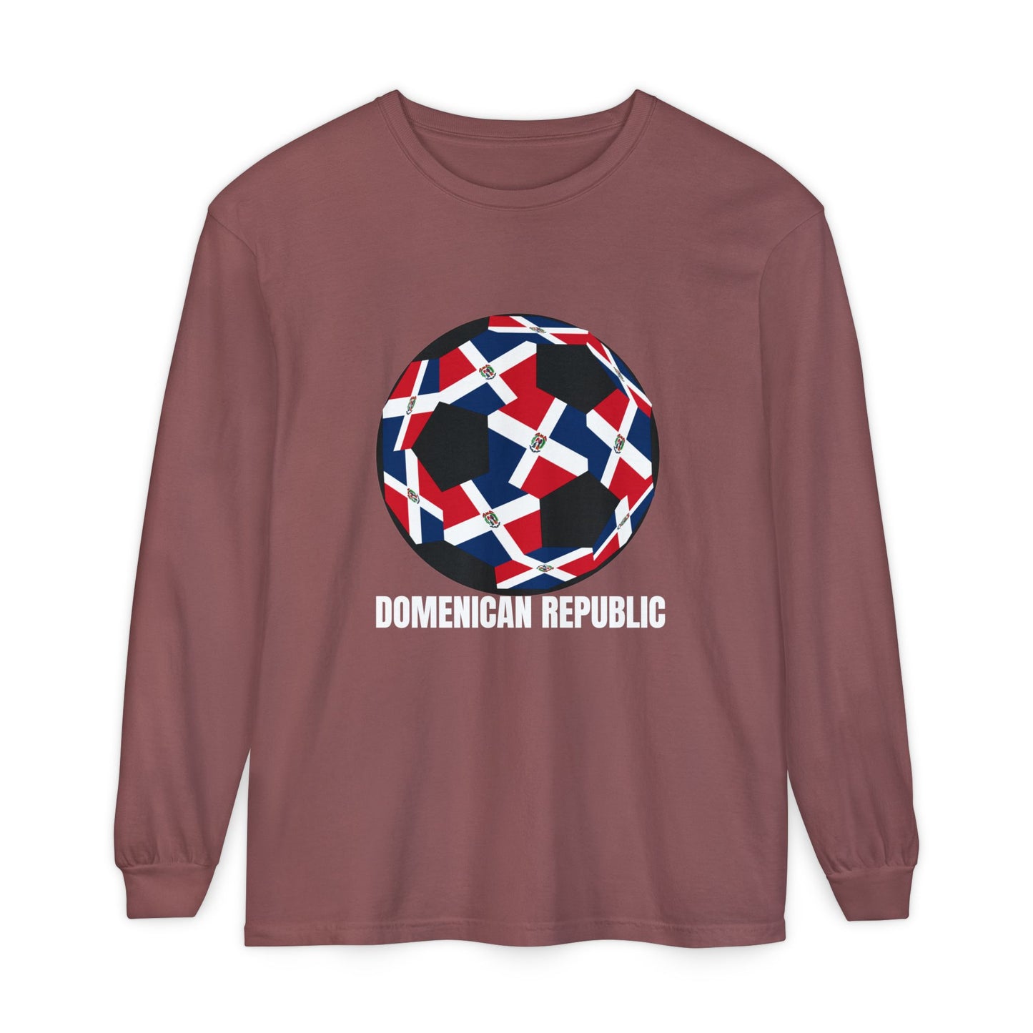 Domenican Republic Fan Specialty Soccer Ball Design Long Sleeve Tee